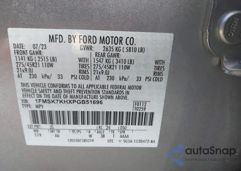 2023 Ford Explorer St-Line z USA, uszkodzony, nr VIN 1FMSK7KHXPGB51696